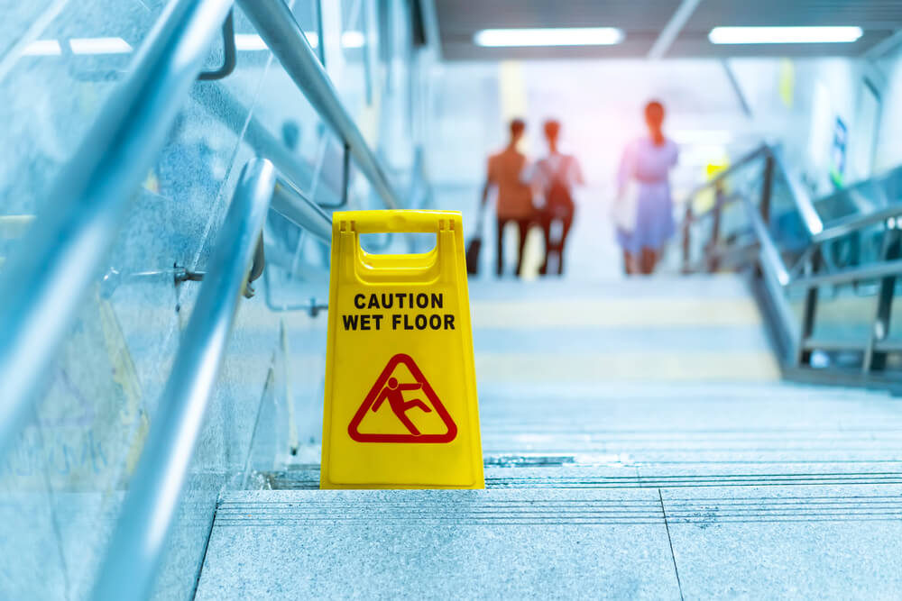 Caution sign for wet floors