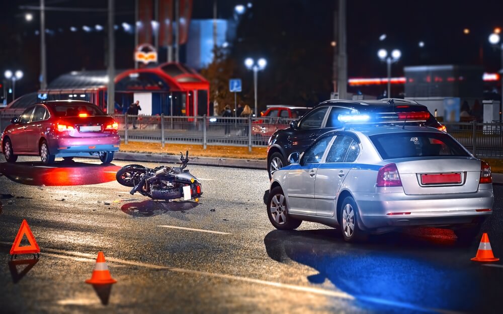 A motorcycle crash scene