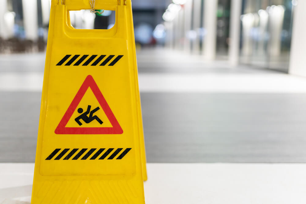 Caution sign for wet floor